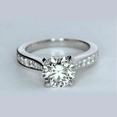 2.5 Carat Round Cut CVD Lab Grown Diamond Engagement Ring for Women, Solitaire Accents Anniversary Gifts, Wedding Ring