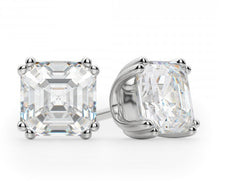 4 TCW Asscher Cut Diamond Stud Earrings For Women, Wedding Earrings, Christmas Gifts