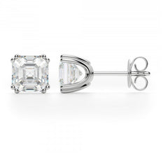 4 TCW Asscher Cut Diamond Stud Earrings For Women, Wedding Earrings, Christmas Gifts