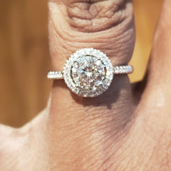 2  Carat Round Cut CVD Lab Grown Diamond Engagement Ring for Women, Halo Wedding Ring, Christmas Gifts