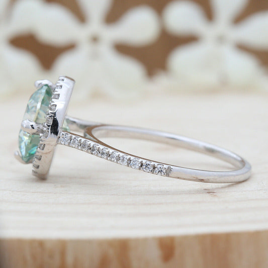 2.5 Carat Blue Round Cut Diamond Engagement Ring for Women Ring, Halo Ring Set, Wedding Ring, Anniversary Gifts For Her