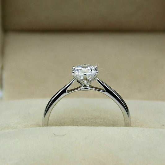 1 Carat Round Cut CVD Lab Grown Diamond Engagement Ring For Women, Anniversary Gift, Wedding Ring, Handmade Ring