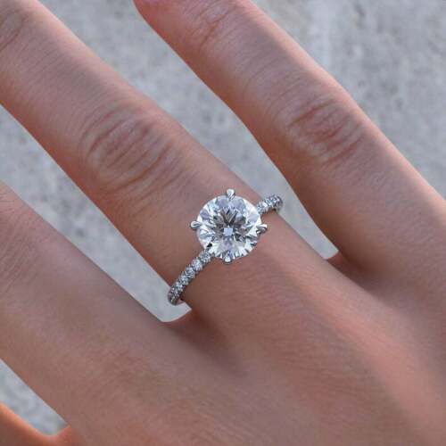 2 Carat Round Cut CVD Lab Grown Diamond, Engagement Ring for Women, Wedding Ring