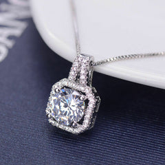 2 CT Round Cut Diamond Halo Pendant For Women, Christmas Gifts, Anniversary Gifts, Charm Pendant