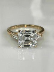 3.5 Carat Asscher Cut Diamond Engagement Ring for Women, Three Stone Ring, Wedding Ring, Christmas Gifts