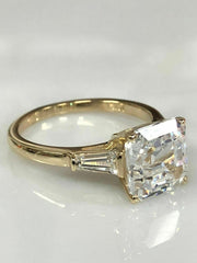 3.5 Carat Asscher Cut Diamond Engagement Ring for Women, Three Stone Ring, Wedding Ring, Christmas Gifts