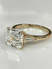 3.5 Carat Asscher Cut Diamond Engagement Ring for Women, Three Stone Ring, Wedding Ring, Christmas Gifts