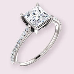 2 Carat Princess Cut CVD Lab Grown Diamond Engagement Ring for Women, Solitaire Accents Anniversary Gifts, Christmas Gifts, Wedding Ring, Handmade Ring