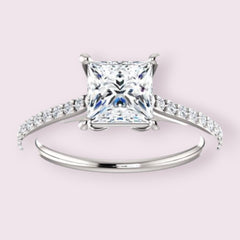 2 Carat Princess Cut CVD Lab Grown Diamond Engagement Ring for Women, Solitaire Accents Anniversary Gifts, Christmas Gifts, Wedding Ring, Handmade Ring