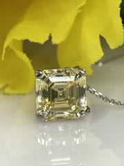 3 CT Yellow Asscher Cut Diamond Charm Pendant For Women, Wedding Pendant, Christmas Gifts, Anniversary Gifts