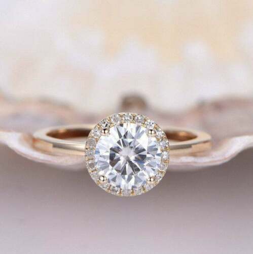 2 Carat Round Cut Diamond Engagement Ring for Women, Halo Ring Set, Wedding Ring