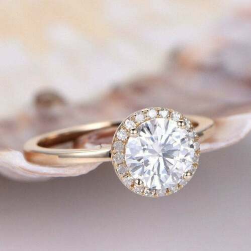 2 Carat Round Cut Diamond Engagement Ring for Women, Halo Ring Set, Wedding Ring
