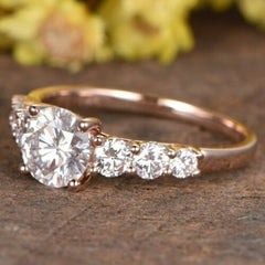 1.5 Carat Round Cut CVD Lab Grown Diamond, Solitaire Accents Engagement Ring For Women, Handmade Ring, Anniversary Gifts, Wedding Ring, Christmas Gifts