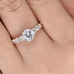 1.5 Carat Round Cut CVD Lab Grown Diamond, Solitaire Accents Engagement Ring For Women, Handmade Ring, Anniversary Gifts, Wedding Ring, Christmas Gifts