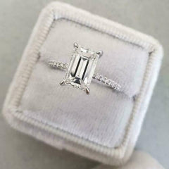 3 Carat Emerald Cut Diamond Engagement Ring for Women, Wedding Ring, Christmas Gifts