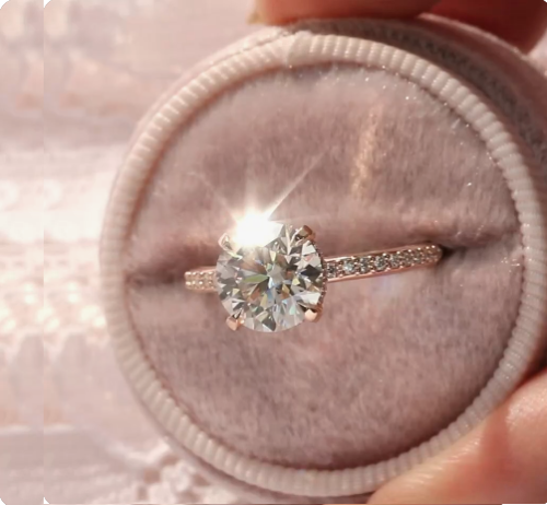 2.5 Carat Round Cut Diamond Engagement Ring for Women, Hidden Halo Ring, Wedding Ring, Anniversary Gifts