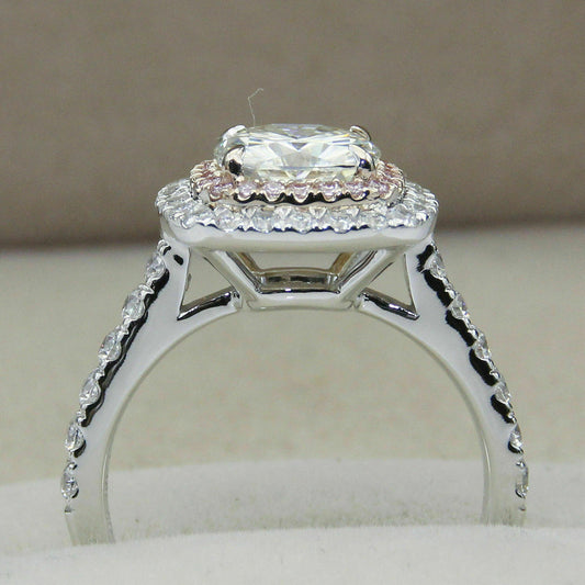 1.5 Carat Cushion Cut CVD Lab Grown Diamond Wedding Ring For Women, Halo Engagement Ring for Women, Christmas Gifts