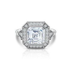 2 Carat Asscher Cut Diamond Engagement Ring for Women, Wedding Ring, Halo Ring, Christmas Gifts