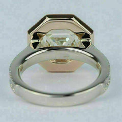 2.5 Carat Off White Asscher Cut Diamond Engagement Ring For Women, Wedding Ring