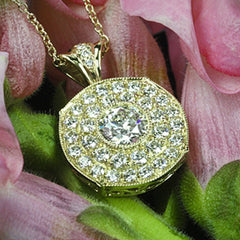 0.80 TCW Round Cut Diamond Charm Pendant For Women, Yellow Gold Pendant, Wedding Pendant, Christmas Gifts