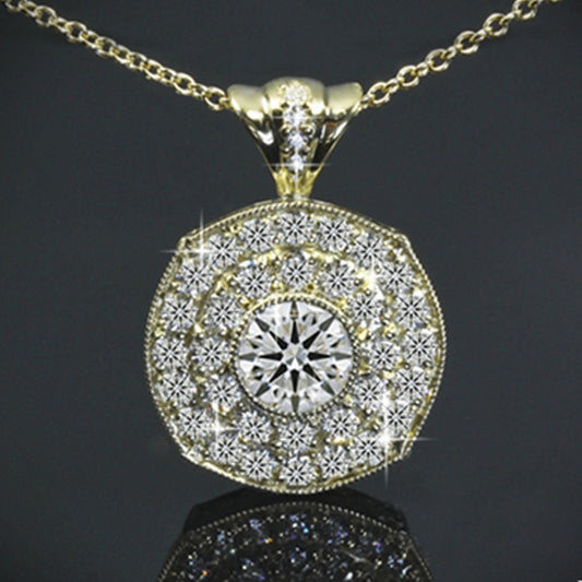 0.80 TCW Round Cut Diamond Charm Pendant For Women, Yellow Gold Pendant, Wedding Pendant, Christmas Gifts