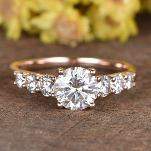 1.5 Carat Round Cut CVD Lab Grown Diamond, Solitaire Accents Engagement Ring For Women, Handmade Ring, Anniversary Gifts, Wedding Ring, Christmas Gifts