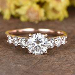 1.5 Carat Round Cut CVD Lab Grown Diamond, Solitaire Accents Engagement Ring For Women, Handmade Ring, Anniversary Gifts, Wedding Ring, Christmas Gifts