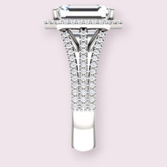 4 Carat Emerald Ring, CVD Lab Grown Diamond Ring, Halo Engagement Ring for Women, Christmas Gifts, Wedding Ring, Anniversary Gifts