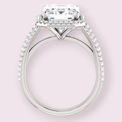4 Carat Emerald Ring, CVD Lab Grown Diamond Ring, Halo Engagement Ring for Women, Christmas Gifts, Wedding Ring, Anniversary Gifts