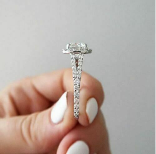 2 Carat Round Cut Diamond Engagement Ring for Women, Halo Ring Set, Wedding Ring, Christmas Gifts