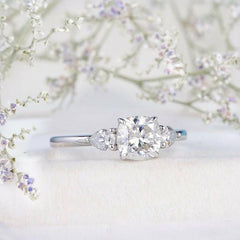 2.5 Carat Cushion Cut Diamond Engagement Ring for Women, Wedding Ring, Three Stone Ring