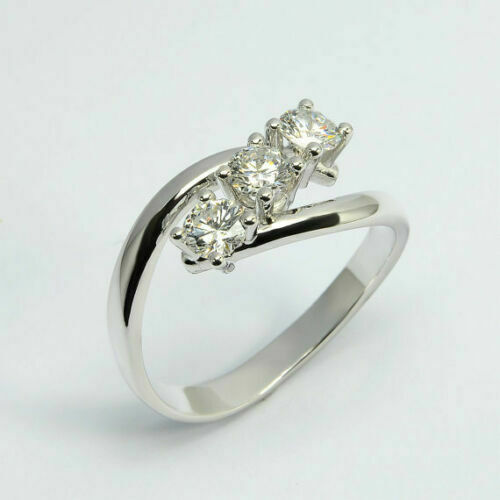 1 Carat Round Cut CVD Lab Grown Diamond Engagement Ring For Women, Three Stone Ring, Wedding Ring, Christmas Gifts