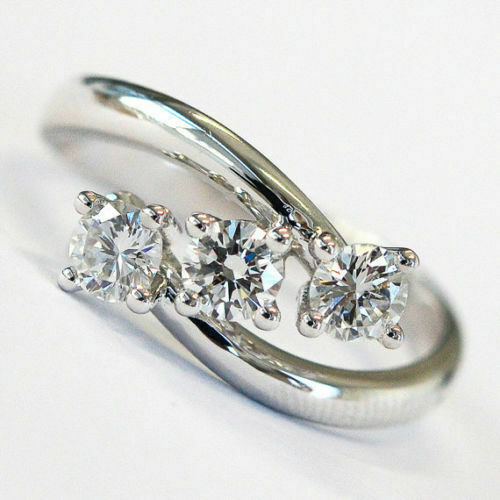 1 Carat Round Cut CVD Lab Grown Diamond Engagement Ring For Women, Three Stone Ring, Wedding Ring, Christmas Gifts