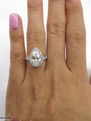 4 Carat Pear Cut Diamond Engagement Ring for Women, Wedding Ring