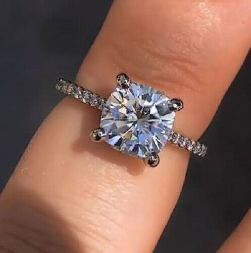 2.5 Carat Cushion Cut Diamond Engagement Ring for Women, Wedding Ring