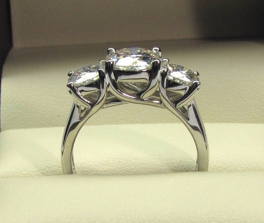 2 Carat Round CVD Lab Grown Diamond Engagement Ring for Women, Three Stone Ring, Anniversary Gifts, Christmas Gifts, Wedding Ring