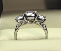 2 Carat Round CVD Lab Grown Diamond Engagement Ring for Women, Three Stone Ring, Anniversary Gifts, Christmas Gifts, Wedding Ring