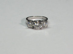 2 Carat Round CVD Lab Grown Diamond Engagement Ring for Women, Three Stone Ring, Anniversary Gifts, Christmas Gifts, Wedding Ring