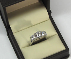 2 Carat Round CVD Lab Grown Diamond Engagement Ring for Women, Three Stone Ring, Anniversary Gifts, Christmas Gifts, Wedding Ring