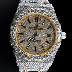 Alposh Audemars Piguet Swiss Eta Movement Yellow Gold Full Iced Out Moissanite Diamond Watch