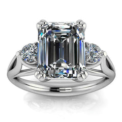 3 Carat Emerald Cut Diamond Engagement Ring For Women, Wedding Ring, Three Stone Ring