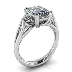 3 Carat Emerald Cut Diamond Engagement Ring For Women, Wedding Ring, Three Stone Ring