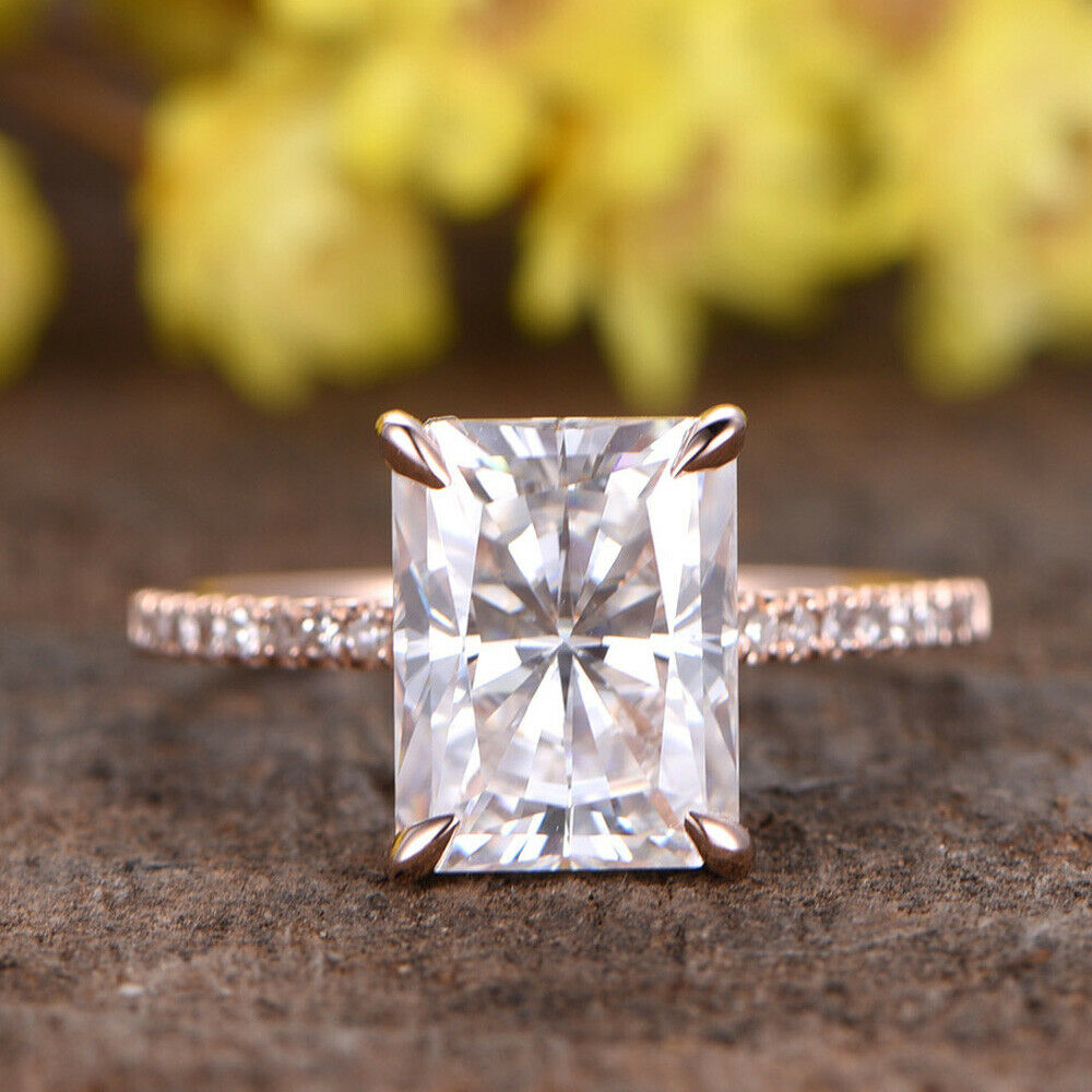 3 Carat Radiant Cut CVD Lab Grown Diamond Engagement Ring for Women, Solitaire Accents Anniversary Gifts, Wedding Ring