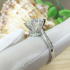 2.5 Carat Round Cut CVD Lab Grown Diamond Engagement Ring for Women, Hidden Halo Wedding Ring, Christmas Gifts, Anniversary Gifts