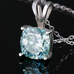 3 CT Blue Cushion Cut Diamond Charm Pendant For Women, Wedding Pendant, Christmas Gifts