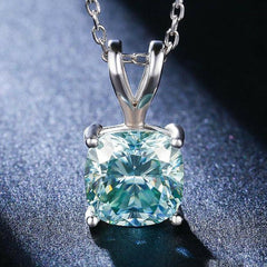 3 CT Blue Cushion Cut Diamond Charm Pendant For Women, Wedding Pendant, Christmas Gifts