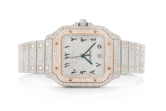 Cartier Watch men iced out diamond watch with custom arabic dial moissanite hip hop watch bust down watch