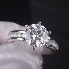 3 Carat Round Cut CVD Lab Grown Diamond Engagement Ring for Women Channel Setting Wedding Ring, Christmas Gifts