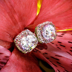 3.30 TCW Round Cut Diamond Halo Earrings For Women, Wedding Earrings, Handmade Earrings, Christmas Gifts