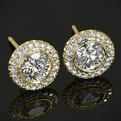 3.30 TCW Round Cut Diamond Stud Earrings For Women, Christmas Gifts, Halo Earrings, Anniversary Gifts